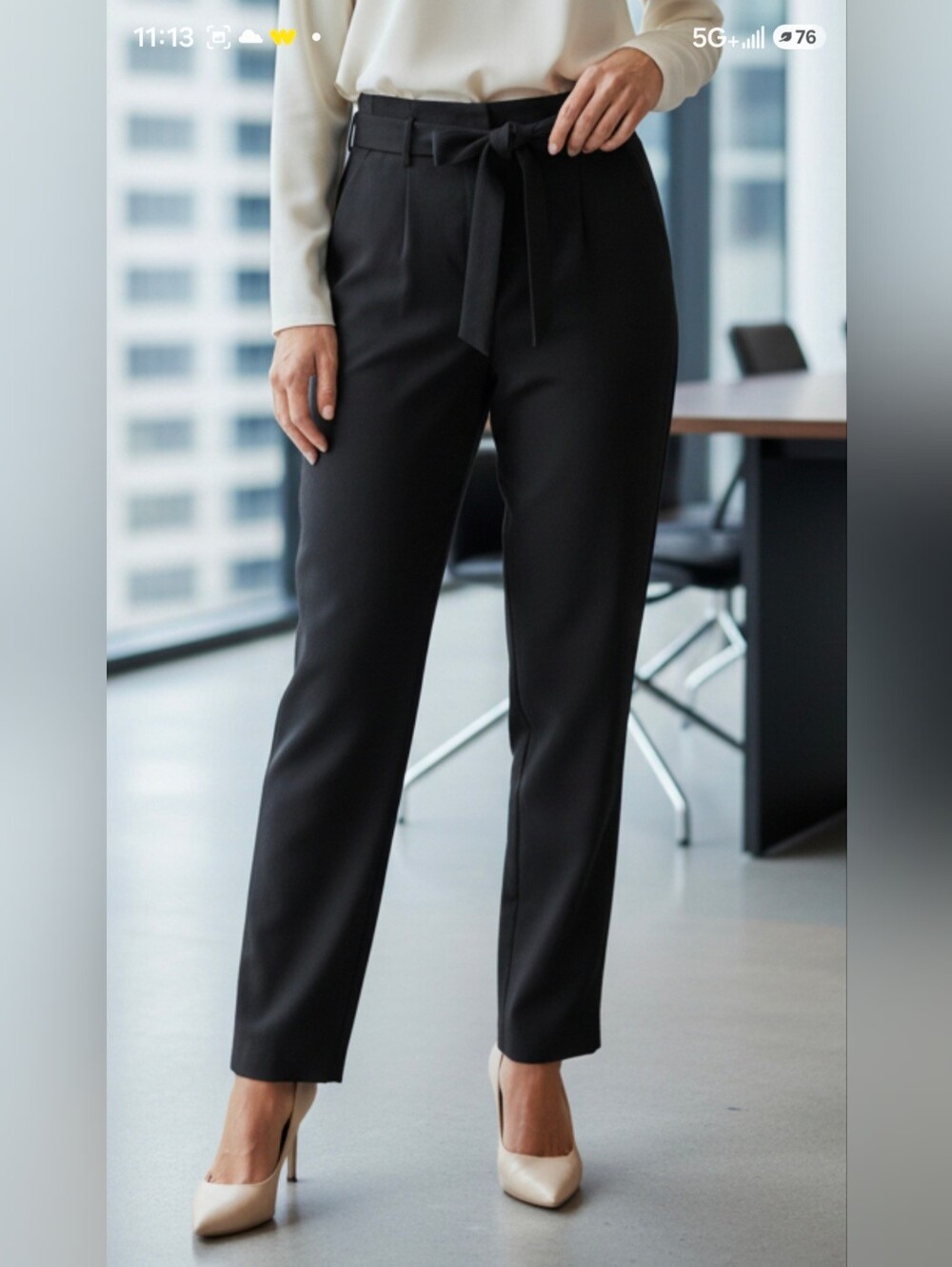 White House Black Market Black Tie-Waist Tapered Trousers